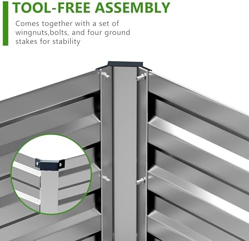 2PCS 6x3x1ft Galvanized Raised Garden Bed Kit,Metal Planter Box for Vegetables,Flowers,Herbs Durable Rust-Resistant Patio Gardening Beds,Silver - Image 5