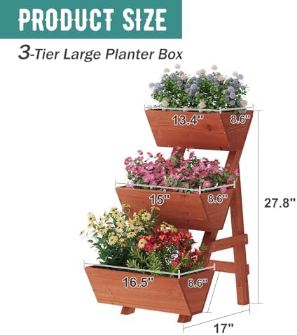 viewcare Raised Garden Bed, 3 Tier Small Vertical Garden Planter for Indoor & Outdoor, Raised Planter Box with Legs, Garden Planter Box for Flowers/Vegetables/Plants - Image 6