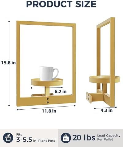 Bamworld Wall Plant Holder Plant Stand Indoor Wall Planters Gold - Image 3