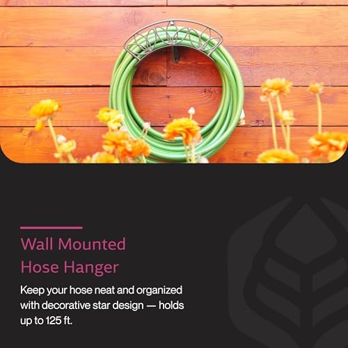 Yard Butler Heavy Duty Wall-Mounted Hose Hanger - Flower Design, Green - Image 2
