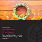 Yard Butler Heavy Duty Wall-Mounted Hose Hanger - Flower Design, Green - Image 2