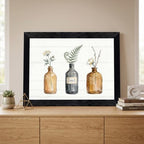 Framed Canvas Wall Art Vintage Apothecary Bottles Wildflowers Amber Sage and Charcoal Canvas Print Poster Black Frame Wall Decor for Kitchen Bathroom Minimalist Art, Nature Print - Inch 24x36 - Image 6