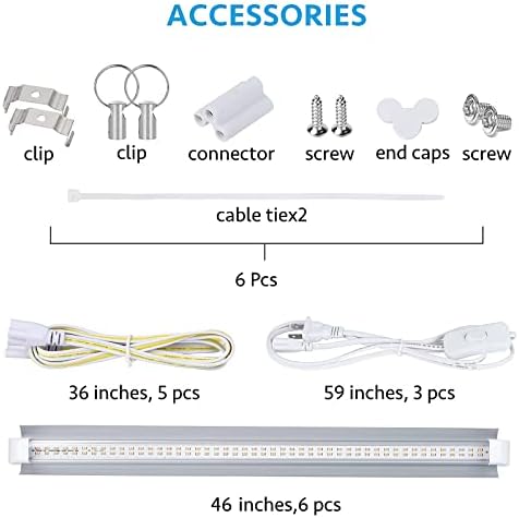 Grow Light for Indoor Plants, 4ft T8, 270W (6 x 45W), Super Bright Full Spectrum Sunlight LED Grow Lights, 6-Pack - Image 6