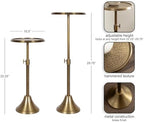 Kate and Laurel Sanzo Traditional Adjustable-Height Pedestal Drink Table, 11 x 11 x 30, Antique Brass, Vintage Round Indoor Metal Cocktail Table with Hammered Tabletop for Use as Indoor Plant Stand - Image 3