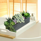 Winlyn 14" Artificial Succulent Plants Arrangement Assorted Faux Succulents in Rustic Black Rectangular Wooden Planter Box Faux Potted Plant Decor for Farmhouse Home Windowsill Shelf Table Centerpiece - Image 4