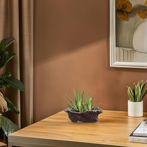 POPETPOP Vintage Cement Flowerpot for Indoor Plants, Tree Root Shape Coffee - Image 7