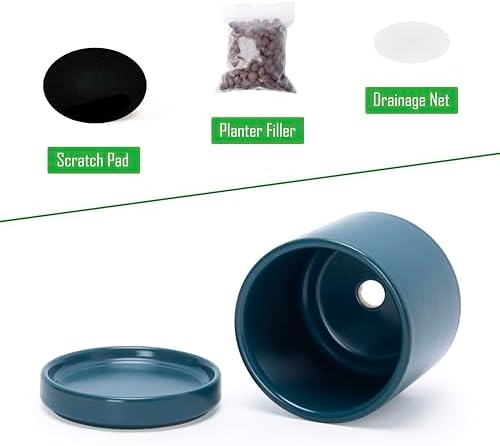 D'vine Dev 4-Pack Ceramic Pots with Saucers, Teal, 3.5 in, 94-X-A-9 - Image 4