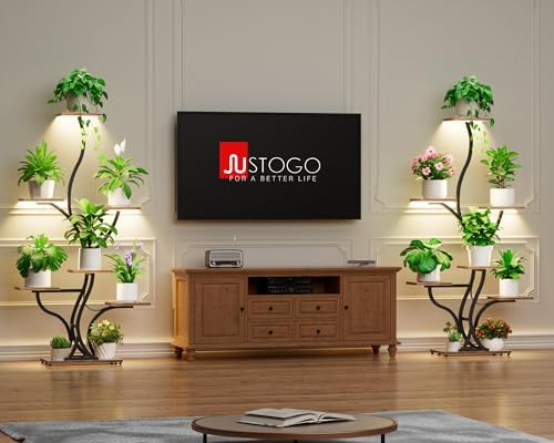 JUSTOGO 7 Tier Plant Stand with Grow Lights, Tall Indoor Plant Shelf - Image 2