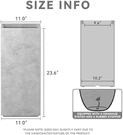 Kante Accent Column Square Pale Gray Concrete Planter 23.6" H, Outdoor - Image 2