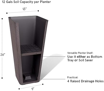 LA JOLIE MUSE Tall Outdoor Planters Set of 2, 26 Inch Large Tapered Planter - Image 5