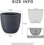 Kante Charcoal Concrete Planter 14" Dia All-Weather Round Accent Pot - Image 2