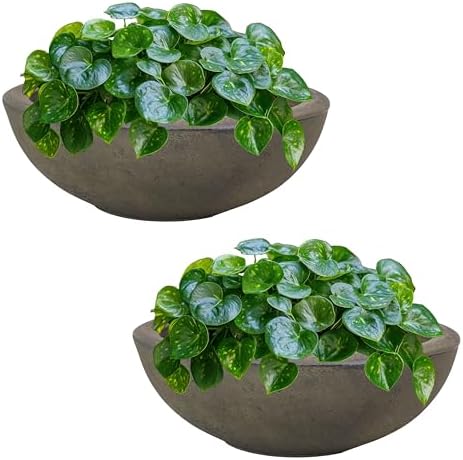 Sunnydaze Percival 20.75" Shallow Outdoor Planter Bowl, Sable, 2pk by SunnydazeDecor