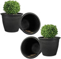 Sunnydaze Anjelica 24'' Large Plastic Planter Pot for Plants, Black, 4pk by SunnydazeDecor
