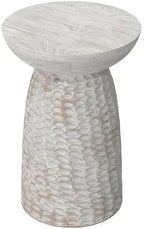 SIMPLIHOME Boyd 16" Wide Solid Wood Round End Table in White Wash - Image 6