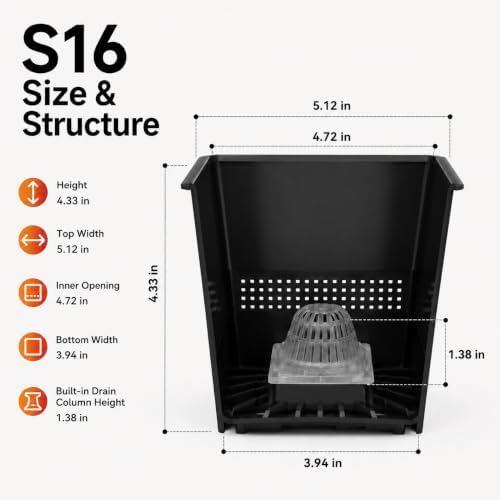 4.7"Wx4.3"H Plant Pots 6 Packs Smart Drainage Square Flower Pots S16 Black - Image 2