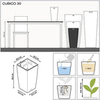 Lechuza CUBICO 30 Cream White High Gloss, Self-Watering Tall Planter, H22 L11.8 W11.8 in - Image 7