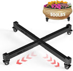 Plant Caddy With Wheels, 21" to 30" Heavy Duty Rolling Plant Dolly, Metal Plant Stand With 4 Lockable Caster Wheels, For Indoor Outdoor Large Pots Planter, Holds Up to 500 Lbs, Black Moving Dolly by GLISWAM