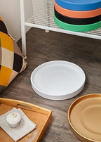 9 inch Matte White Ceramic Plant Saucer Set of 2 with Plant Saucer mat - Image 4