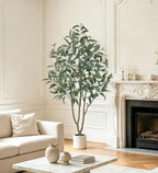 Eucalyptus Trees Artificial Indoor - 6FT Tall Faux Eucalyptus Plants in White Planter, Fake Plant Décor for Farmhouse Bedroom Office Room Hallway Decoration - Image 3
