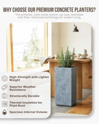 Kante Small Column Square Blue Gray Concrete Planter 19.9" H, Outdoor - Image 4