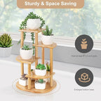 Jotsport 5 Tier Bamboo Plant Stand Small Windowsill Plant Shelf - Image 3