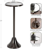 Kate and Laurel Sanzo Modern Pedestal Drink Table; 10 x 10 x 23; Gray Gunmetal; Decorative End Table with Mirrored Tabletop for Use as Small Plant Stand or Cute Martini Table - Image 3