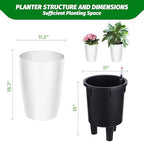 Set of 4 Tall 16 Inch Self-Watering Flower Pots – Large White Planters with Built-in Drainage & Water Level Gauge – Compatible for Indoor and Outdoor Plants – Patio, Balcony, Living Room - Image 6
