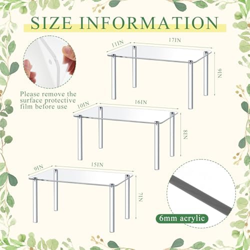 RattanView 3 Pcs 17, 16, 15 Inch Acrylic Risers Display Stands Plant Stand - Image 2