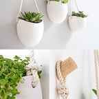 Kazai.® | Porcelain Wall Vases | 3 Piece Set | Including Wooden Hooks | Matte White - Image 3