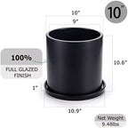 Plant Pots 10 Inch Ceramic Planter with Drainage Hole and Saucer, Matte Black Modern Cylinder Planter Pot for Indoor Outdoor Plants Flowers, Full Glazed Finish - Image 4