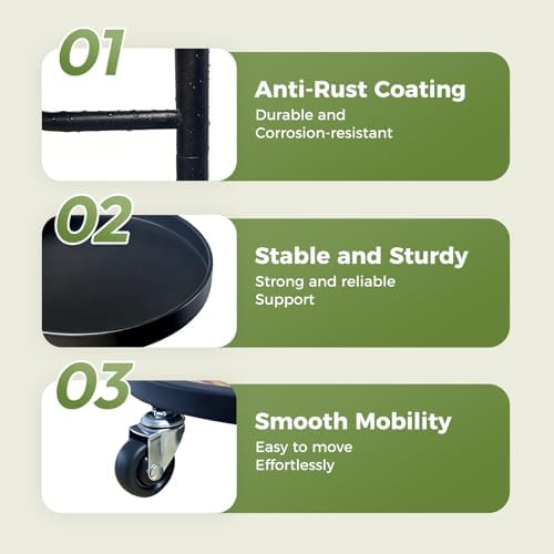 Bamworld Metal Plant Stands with Wheels Tall Plant Stand Indoor Black - Image 4