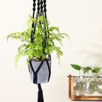 Kisangel 4 Pcs Black Macrame Plant Hangers for Indoor Ceiling Flower Pots, 100cm Cotton Rope Hanging Planter Basket Set for Balcony Decoration and Wall Mounted Garden Use - Image 5
