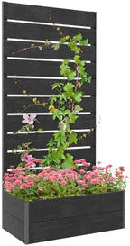 Outsunny Raised Garden Bed with Trellis, 28.25" x 15" x 59", Black by Outsunny