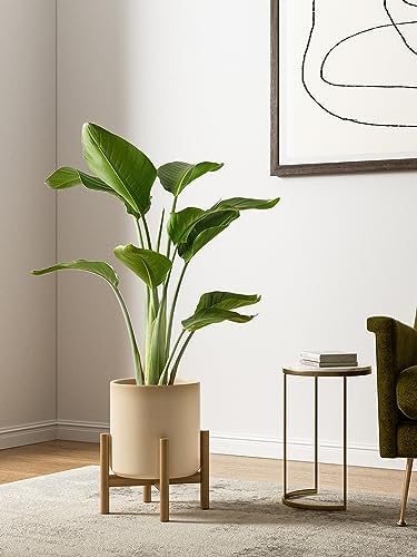 LE TAUCI 10+8+6 Inch Ceramic Pots for Plants, Indoor Planters with Drainage Hole and Plug, Modern Cylinder Flower Pots Set of 3 for Living Room and Bedroom, Glossy, Sand Beige - Image 2