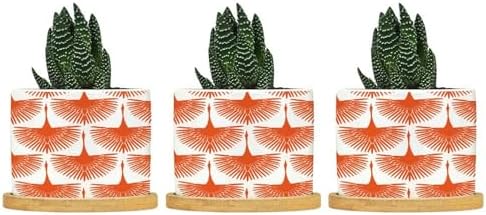 Orange Swan Cranes Ceramic Planters Orange and White Lily Geese Flock Planters for Indoor Plants with Drainage Holes and Saucers Pot for Outdoor Garden Home Plant by BRUYU5SE