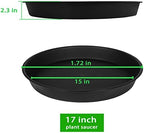 2 Pack of 16 17 inch Plant Saucer (15 inch Base), 2.3" Depth, Plant Trays for Pots, Plastic Plant Saucers for Indoors, Bird Bath Bowls, Flower Pot Drip Trays for Planter (17", Black) - Image 2