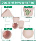 vensovo 4 Inch Pink Terracotta & Clay Pots with Saucer, 6 Pack - Image 3