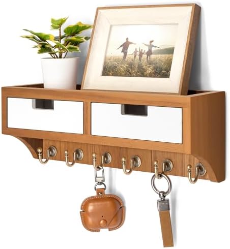 Rebee Vision Key Holder Wall Mount for Room Decor, Light Brown & White by REBEEVISION