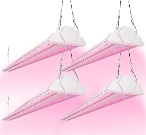 FREELICHT 4Pack 4FT Grow Light for Indoor Plants, 60W=350W, Red Blue by FREELICHT