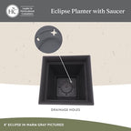 The HC Companies Eclipse Square Plastic Planter w/Attached Saucer - Outdoor & Indoor Plant Pot with Drainage Holes - Lightweight, UV-Resistant Plastic Pots for Plants (12" Rose, Pack of 1) - Image 3