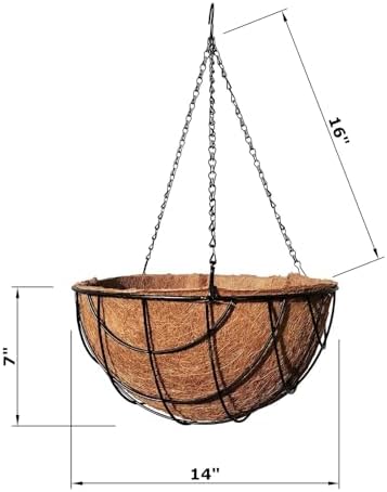 MTB Supply 4 Pack 14 Inch Garden Hanging Baskets Vintage Geo with Coco-Liner for Home Balcony Patio Decoration Outdoor Hanging Planter - Image 2