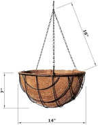MTB Supply 4 Pack 14 Inch Garden Hanging Baskets Vintage Geo with Coco-Liner for Home Balcony Patio Decoration Outdoor Hanging Planter - Image 2