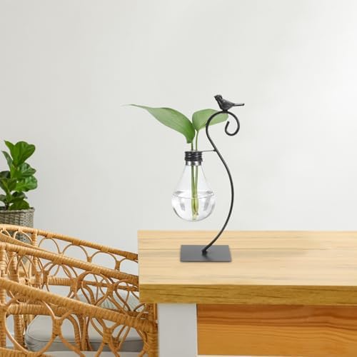 PATIKIL Bird Plant Propagation Station Plastic Vases Terrarium Vase Black - Image 6