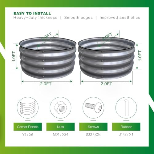 GARDMAX 2 Pack 2x2x1FT Galvanized Round Raised Garden Bed Kit, Metal Planter Boxes Outdoor with Easy Assembly, Large Garden Bed for Vegetables, Fruits, Flower, Herbs Milk White - Image 3