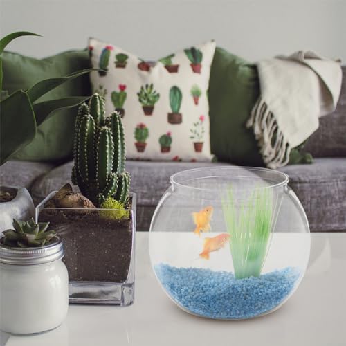 DECHOUS Round Fish Bowl Desktop Fish Tank with Base Small Aquarium Decor for Betta Hydroponic Vase Planter Clear Plastic Tabletop Bowl for Office Home Display - Image 2