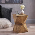 ø12.5'' Concrete Side Table End Table for Outdoor & Living Room, Modern Retro Hourglass Shape Style, Durable and Lightweight, Cement Material, No Assembly, Natural by JJKFurniture-kevinplus