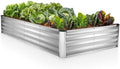 Plant & Plot Galvanized Raised Garden Beds Outdoor // 6×3×1 ft Planter Raised Beds for Gardening, Vegetables, Flowers // Large Metal Garden Box (Silver) // Patented Tool-Free Design by PlantPlot