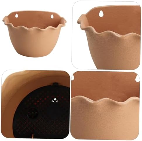 Alasum Semi Circle Plastic Flower Pot Wall Mounted PP Resin Brown - Image 3