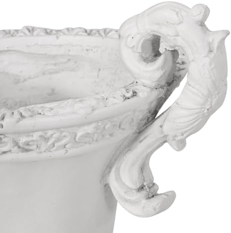 Merax 19.25'' Tall Elegant Roman Style Lightweight Concrete Planter with Botanical Accents, Square Indoor Outdoor Flower Pot with Drainage Hole & Stopper, White - Image 7