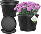 Fodetyff 14-inch-Plastic-Plant-Pots-with-Saucer, Flower Pots Containers for Indoor Outdoor Plants, Large Resin Planter with Drainage Holes and Saucers for Snake Plant Monstera by Fodetyff